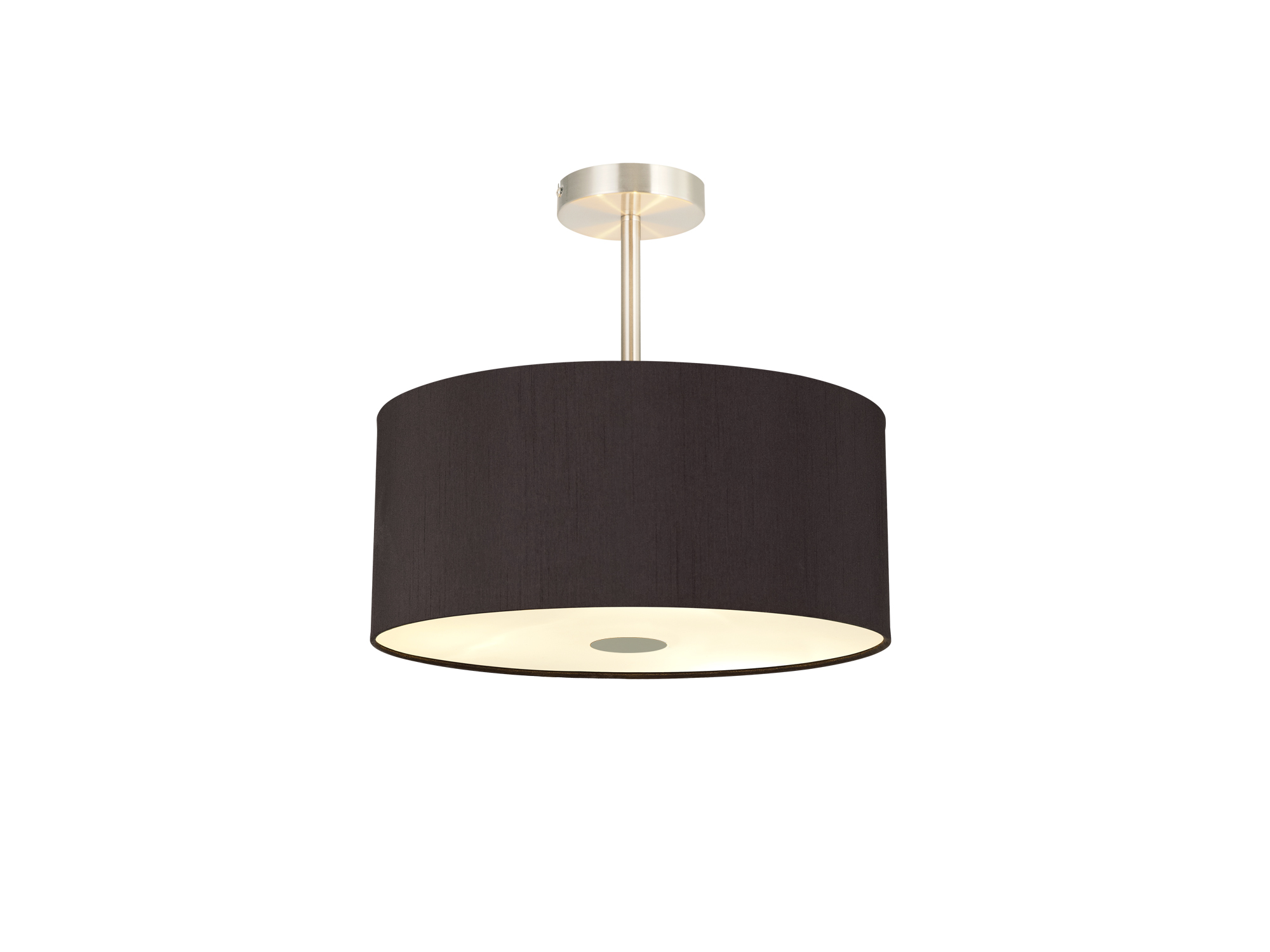 Baymont 40cm Semi Flush Flush 5 Light Satin Nickel, Midnight Black/Green Olive, Frosted Diffuser